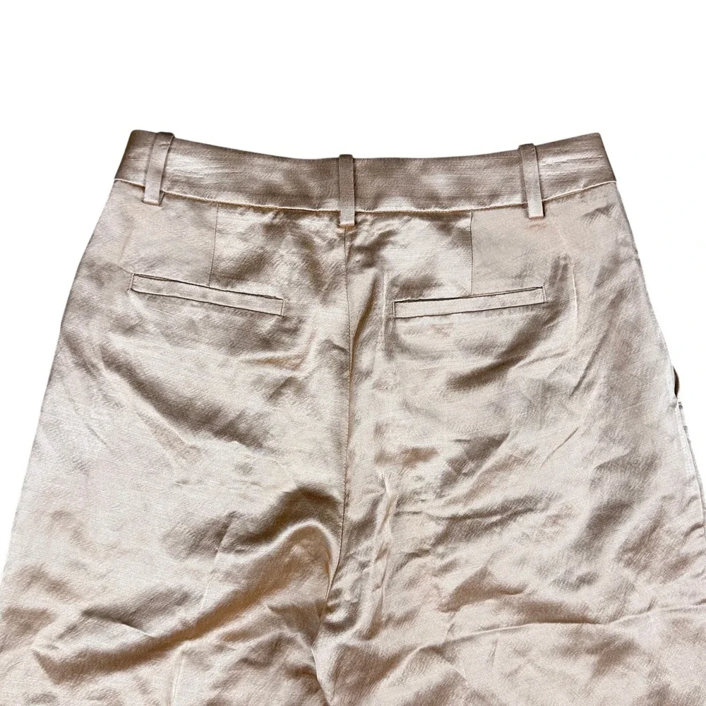Banana Republic Brigitte‎ Wide Leg Satin Pant Women's 2 Casita Pink Linen Blend